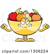 Poster, Art Print Of Cartoon Mad Fruit Bowl Character Holding Up Fists