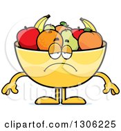 Cartoon Sad Depressed Fruit Bowl Character Pouting