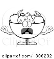 Poster, Art Print Of Cartoon Black And White Scared Fruit Bowl Character Screaming