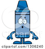 Poster, Art Print Of Cartoon Surprised Blue Crayon Character Gasping