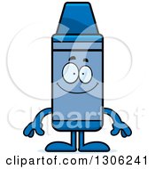 Cartoon Happy Blue Crayon Character Smiling