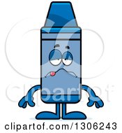 Clipart Of A Cartoon Sick Blue Crayon Character Royalty Free Vector Illustration