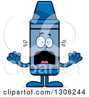 Clipart Of A Cartoon Scared Blue Crayon Character Screaming Royalty Free Vector Illustration