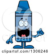 Poster, Art Print Of Cartoon Happy Smart Blue Crayon Character With An Idea