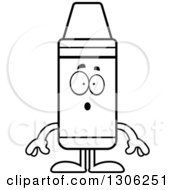 Lineart Clipart Of A Cartoon Surprised Crayon Character Gasping Royalty Free Outline Vector Illustration