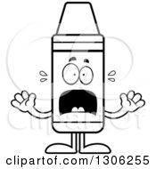 Lineart Clipart Of A Cartoon Scared Crayon Character Screaming Royalty Free Outline Vector Illustration