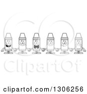 Poster, Art Print Of Cartoon Black And White Group Of Happy Colorful Crayon Characters Holding Hands