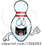 Clipart Of A Cartoon Happy Smart Bowling Pin Character With An Idea Royalty Free Vector Illustration by Cory Thoman