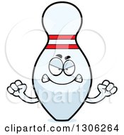 Clipart Of A Cartoon Mad Bowling Pin Character Holding Up Fists Royalty Free Vector Illustration