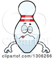 Clipart Of A Cartoon Sick Or Drunk Bowling Pin Character Royalty Free Vector Illustration by Cory Thoman