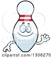 Clipart Of A Cartoon Friendly Bowling Pin Character Waving Royalty Free Vector Illustration by Cory Thoman