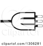 Clipart Of A Black And White Letter E Alphabet Design With An Electric Plug Royalty Free Vector Illustration