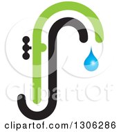 Poster, Art Print Of Water Tap And Green And Black Letter F Design