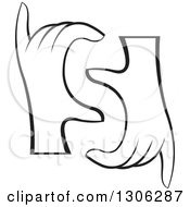 Clipart Of A Pair Of Black And White Hands Forming Letter S Royalty Free Vector Illustration
