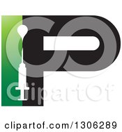 Clipart Of A White Syringe Over A Green IP Letter Alphabet Design Royalty Free Vector Illustration by Lal Perera
