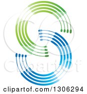 Clipart Of A Green And Blue Abstract Circle Letter Alphabet S Design Royalty Free Vector Illustration