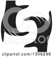 Clipart Of A Pair Of Black Silhouetted Hands Forming Letter S Royalty Free Vector Illustration by Lal Perera