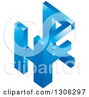 Clipart Of A 3d Blue Abstract Letter HFC Alphabet Design Royalty Free Vector Illustration