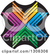 Clipart Of A Colorful Abstract Design Of An X On Black Royalty Free Vector Illustration