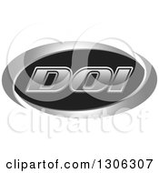 Clipart Of A Black And Silver Oval With DOI Letters Royalty Free Vector Illustration