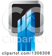 Clipart Of A 3d Blue Letter HI Alphabet Design With A Square Royalty Free Vector Illustration