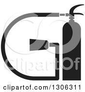 Clipart Of A Black And White Fire Extinguisher And Alphabet Letter G Royalty Free Vector Illustration