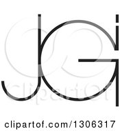 Clipart Of A Black Abstract Alphabet Letter JGI Logo Royalty Free Vector Illustration