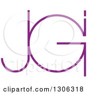 Clipart Of A Purple Abstract Alphabet Letter JGI Logo Royalty Free Vector Illustration