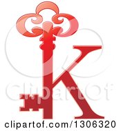 Poster, Art Print Of Gradient Red Abstract Skeleton Key Alphabet Letter K Logo