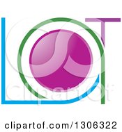 Clipart Of An Abstract Blue Green And Purple Alphabet Letter LAT Logo Royalty Free Vector Illustration