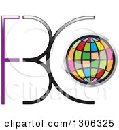 Clipart Of A FBC Letter Logo With A Colorful Globe Royalty Free Vector Illustration