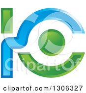Clipart Of A Blue And Green Abstract Letter IC Logo Royalty Free Vector Illustration