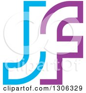 Poster, Art Print Of Blue And Purple Abstract Alphabet Letter Jf Logo