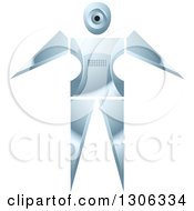 Poster, Art Print Of Shiny Robotic Iron Woman With Open Arms