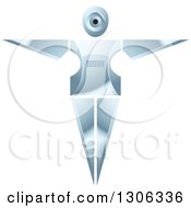 Clipart Of A Shiny Robotic Iron Woman With Arms Out To The Side Royalty Free Vector Illustration by Lal Perera