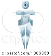 Clipart Of A Shiny Robotic Iron Woman With Folded Arms Royalty Free Vector Illustration