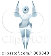 Poster, Art Print Of Shiny Robotic Iron Woman Holding Up Her Arms