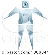 Poster, Art Print Of Shiny Robotic Iron Man With Open Arms