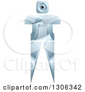 Clipart Of A Shiny Robotic Iron Man With Folded Arms Royalty Free Vector Illustration