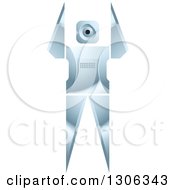 Clipart Of A Shiny Robotic Iron Man Holding Up His Arms Royalty Free Vector Illustration by Lal Perera