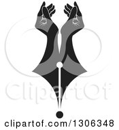 Poster, Art Print Of Pair Of Black And White Hands Forming A Pen Nib