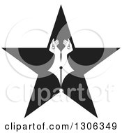 Clipart Of A Pair Of White Hands Forming A Pen Nib In A Black Star Royalty Free Vector Illustration