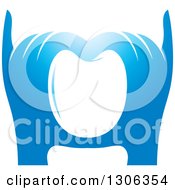 Clipart Of A Pair Of Blue Hands Forming A Tooth Royalty Free Vector Illustration
