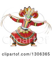 Traditional Sinhala Devil Dancer In A Horned Mask