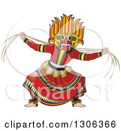 Traditional Sinhala Devil Dancer In A Horned Mask 2