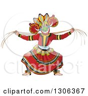 Traditional Sinhala Devil Dancer In A Horned Mask 3