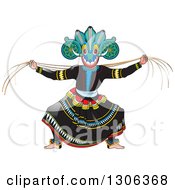 Traditional Sinhala Devil Dancer In A Horned Mask 4