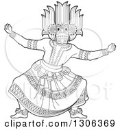 Black And White Traditional Sinhala Devil Dancer In A Horned Mask