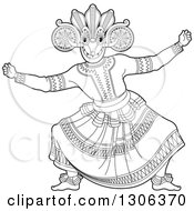 Black And White Traditional Sinhala Devil Dancer In A Horned Mask 2