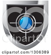 Poster, Art Print Of Blue And Silver Target In A Shield